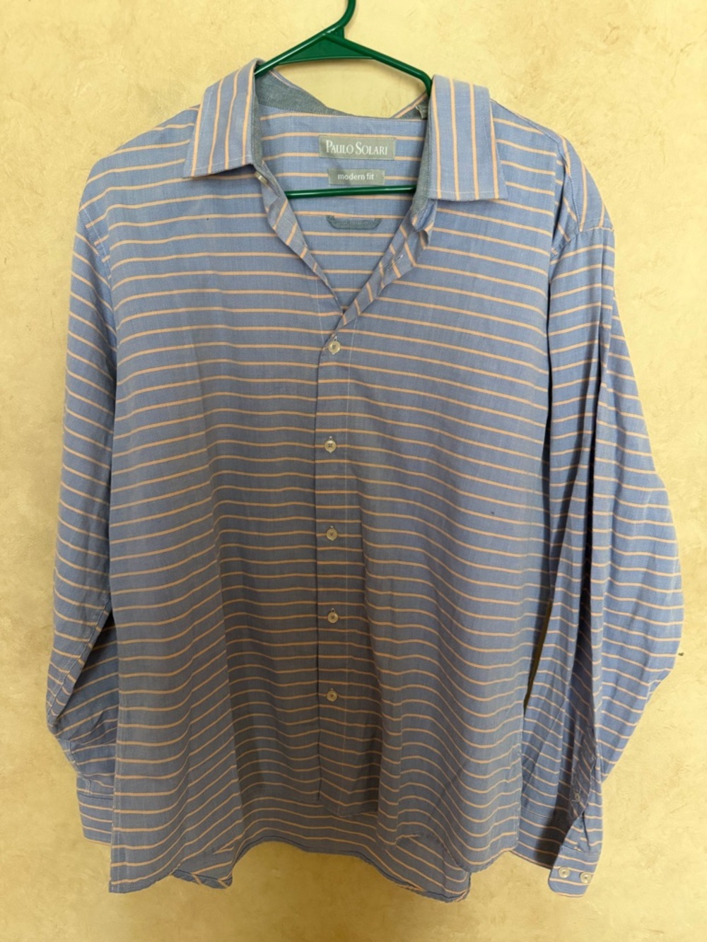 Paulo Solari Blue Stripe Men's Button-Up Shirt modern fit XL